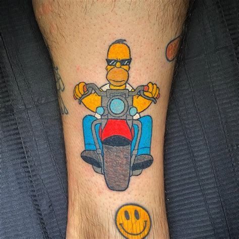 Hand Poked Homer Simpson Tattoo Located On The Ankle