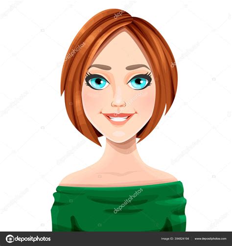 Girl Red Hair Womens Haircut White Background Vector Illustration Girl