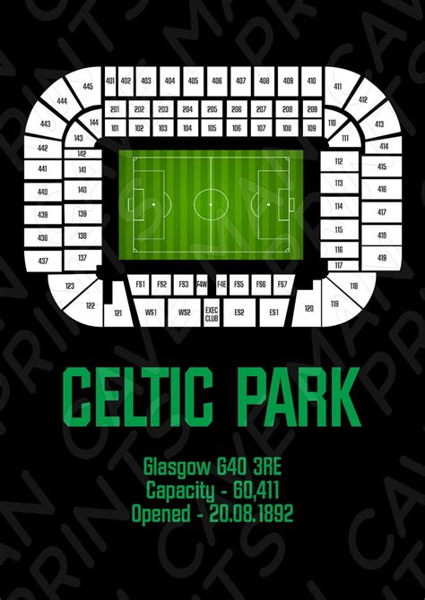 Celtic Poster Celtic Park Stadium Celtic Seating Plan - Etsy