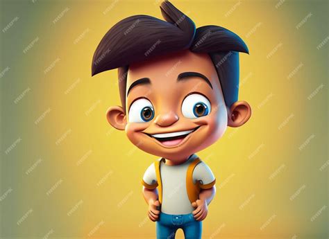 Premium Photo Smiling Cartoon Character On Yellow Background