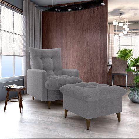 Poltrona Para Sala Confortavel - Poltrona com Puff para Sala de Estar Moderno | MadeiraMadeira