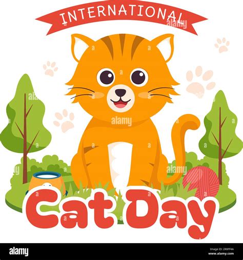 Ilustración De Vector Del Día Internacional Del Gato El 8 De Agosto Con La Celebración Del Amor