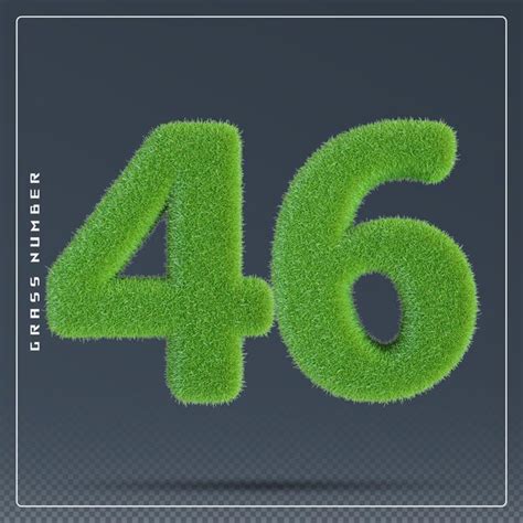 Premium Psd 46 Number Grass Green 3d Render