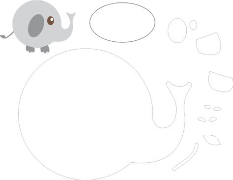 Molde Elefante Desenho - Molde de Elefante para imprimir e usar em feltro, EVA e tecido ...