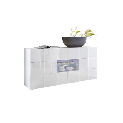 Buffet Portes Tiroirs Laqu Blanc Brillant Led S Ticato