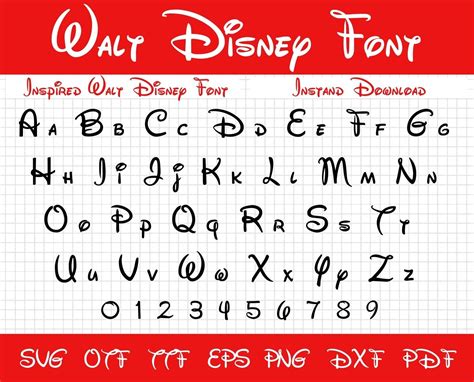 Walt Disney Schriftart Walt Disney Font Svg Walt Disney Etsy