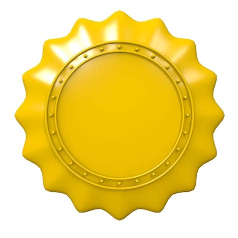 Premium Photo Yellow Round Badge Isolated On White Background