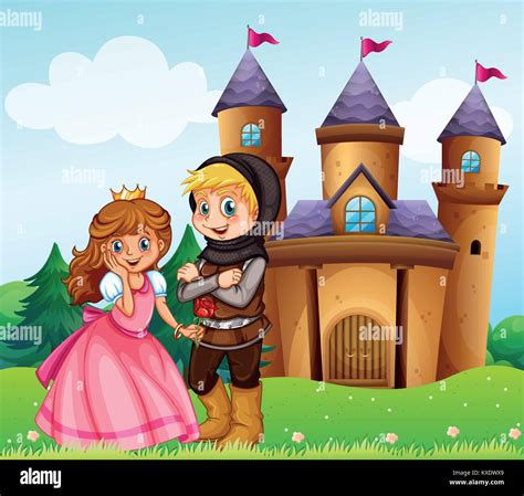 Prinz Und Prinzessin Im Schloss Abbildung Stock Vektorgrafik Alamy