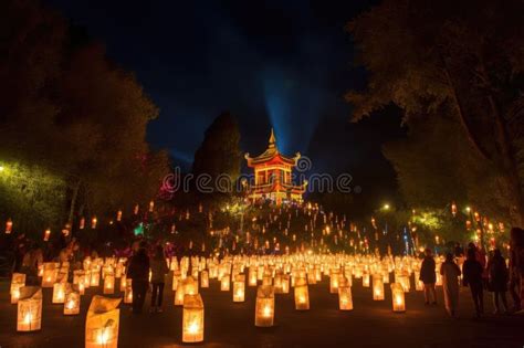 Festival of Lights, with Lanterns and Torches Illuminating the Night ...