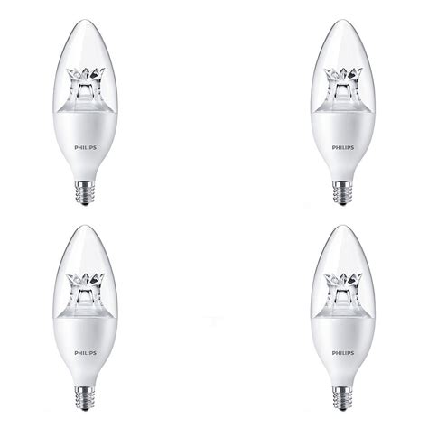 Philips Led 60w Chandelier Candelabra Base Daylight (5000k) - Case Of 4 Bulbs | The Home Depot ...