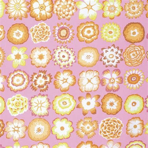 Kaffe Fassett Pwgp152 Button Flowers Pink Cotton Fabric By The Yard