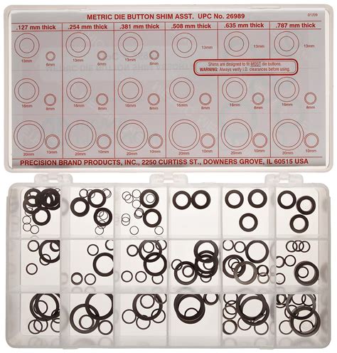 Stainless Steel 302 Die Button Shim Assortment Kit Bright Full Hard