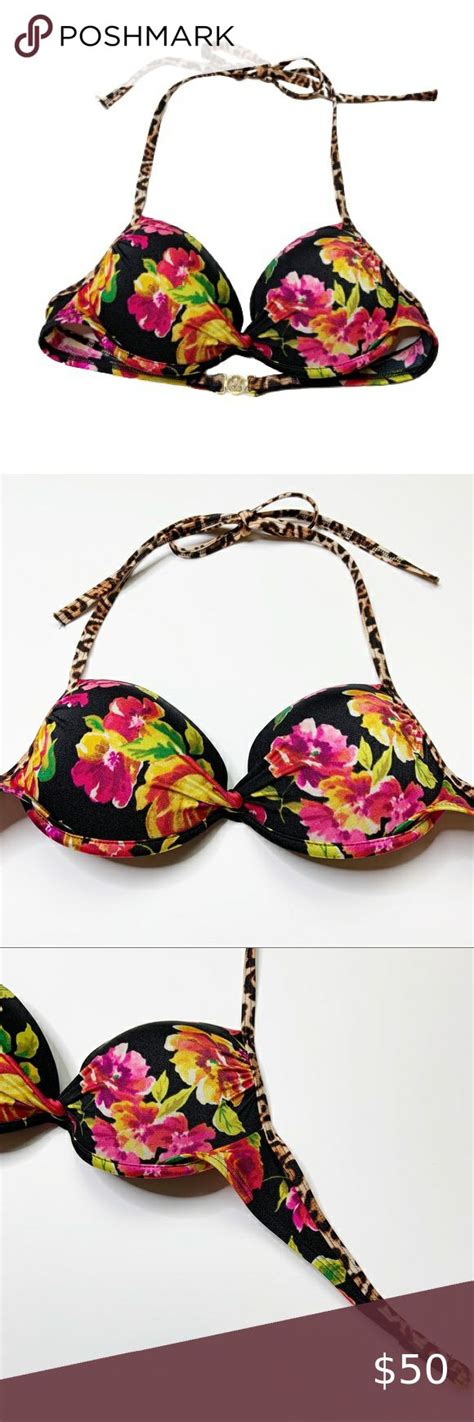 Victorias Secret Floral Leopard Bikini Top 32B Victorias Secret VS Swim