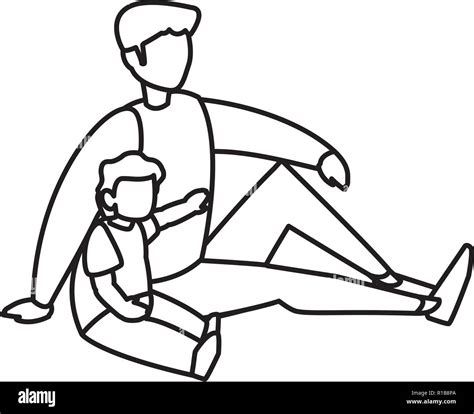 Père Et Son Fils Sur Fond Blanc Vector Illustration Image Vectorielle