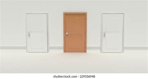 White Doors One Open 3d Rendering Stock Illustration 1357240790