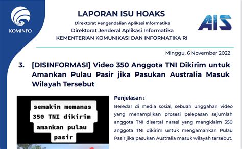 Isu Hoaks Disinformasi 6 November 2022 PPID Diskominfo Jateng