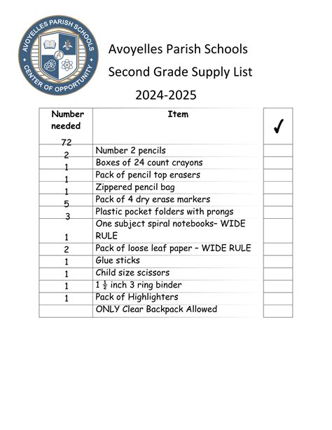 Supply Lists