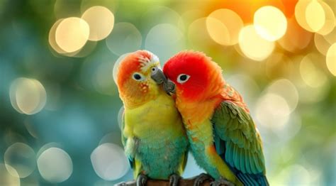 Premium Photo | Parrot love birds on light background