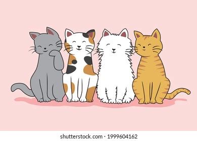 Cats Cute Cartoon Kawaii Pussy Cat Stock Vector Royalty Free 1999604162 Shutterstock