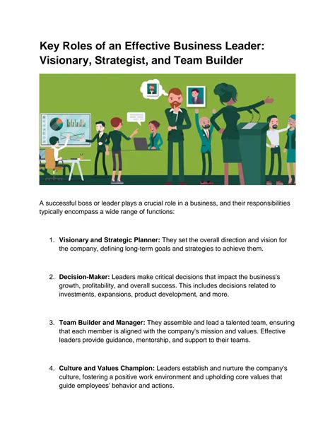 Solution Key Roles Of An Effective Business Leader Visionary