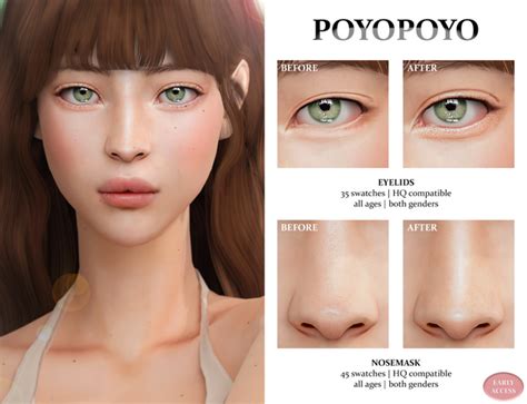 Poyopoyo Nosemask Eyelids Set N2 PoyoPoyo On Patreon Sims Sims