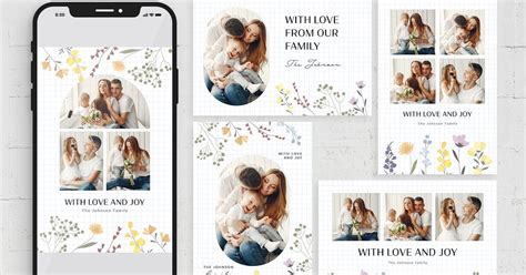 Floral Family Photo Card Template, Graphic Templates - Envato Elements