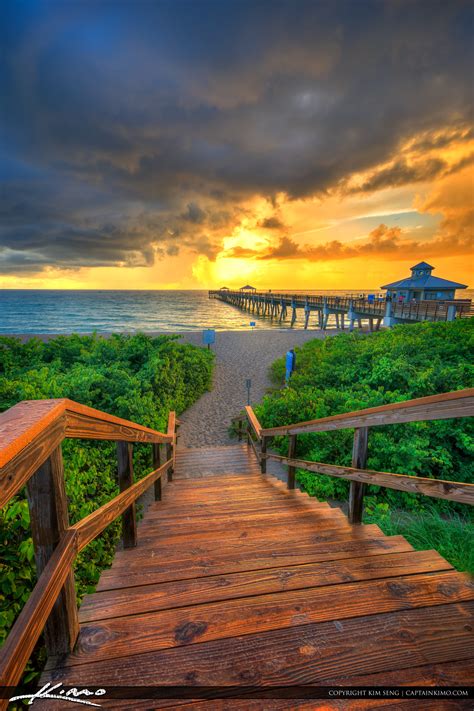 Juno Beach Sunrise At The Fishing Pier Royal Stock Photo