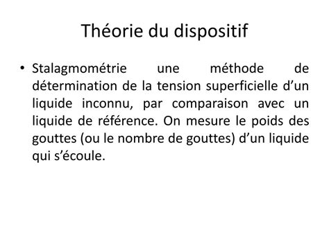 Ppt La Tensiometrie M Thode Stalagmo M Trique Chaut De La Goutte