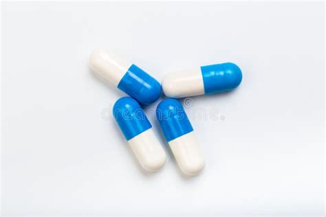 Set of Blue and White Capsules on a White Background Stock Photo ...