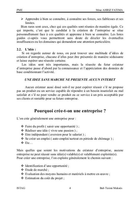 Dossier De Création Dentreprise Ofppt Pdf