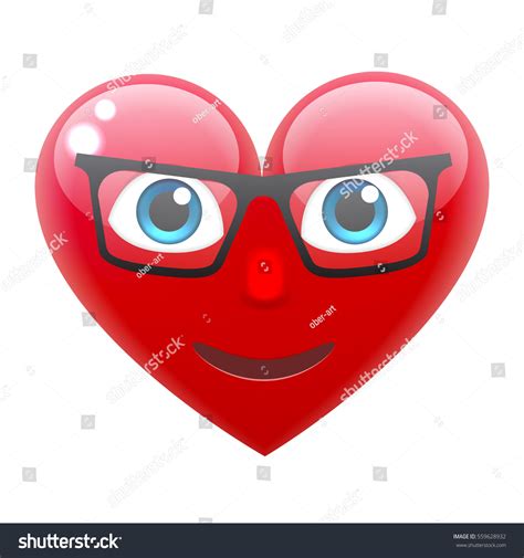 Happy Heart Smile Emoticon Glasses Heart Stock Illustration 559628932 ...