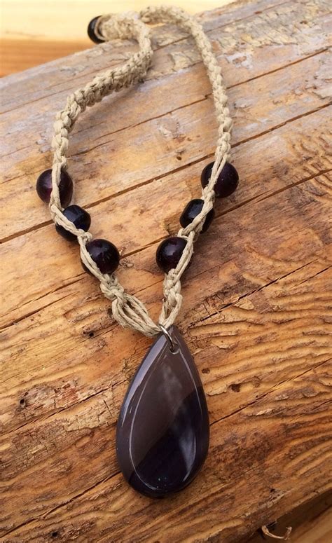 Hemp Choker Necklace With Pendant Etsy