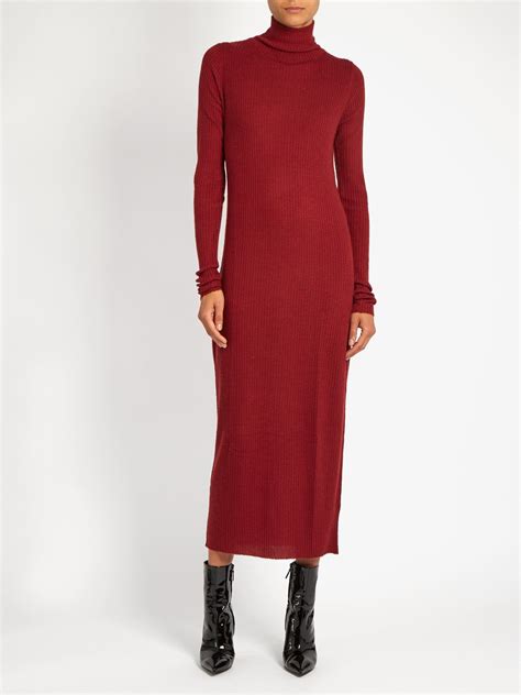 Roll Neck Ribbed Fine Knit Cashmere Dress Raey Matchesfashion Com