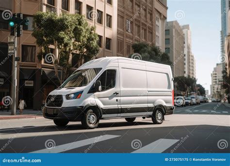 Camioneta De Carga Blanca Ai Generativo De Fondo Urbano Stock De