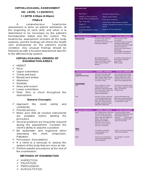 Cephalocaudal Assessment Pdf