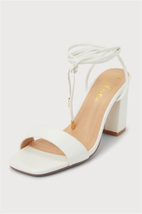 White High Heel Sandals - Lace-Up Heels - Faux Leather Heels - Lulus