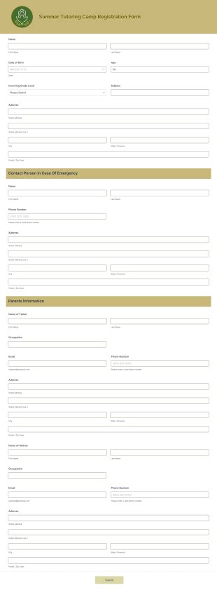 Summer Camp Registration Form Template Jotform