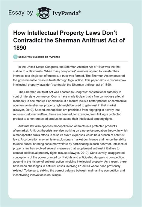 How Intellectual Property Laws Dont Contradict The Sherman Antitrust