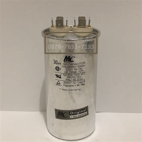 Jual Kapasitor AC 30 UF 30 Mikro Merk MC 2 Kaki Capacitor AC 30 UF