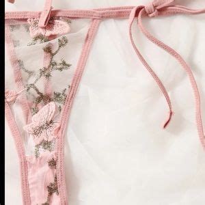 Unb Intimates Sleepwear Butterfly Embroidered Mesh Lingerie Set