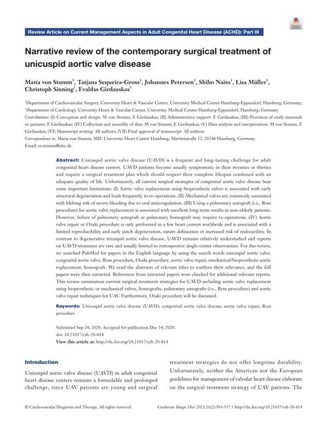 PDF Narrative Review Of The Contemporary Surgical Treatment Of