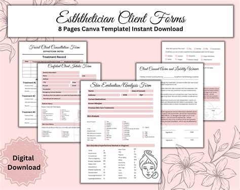 Esthetician Form | Consultation Form | Esthetician Busines Form | Printable Form | Instant ...