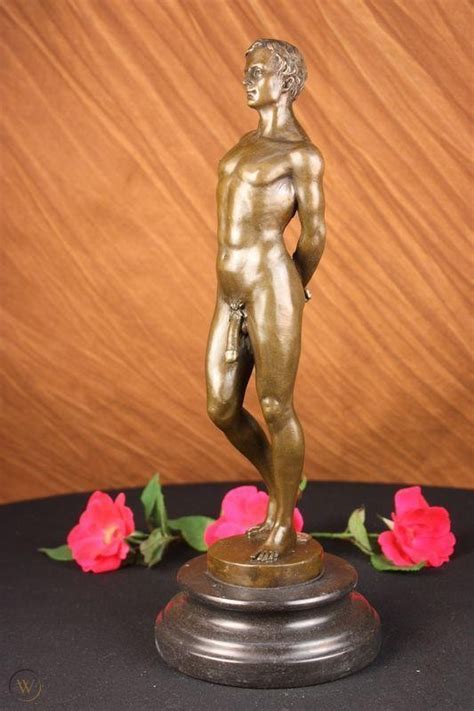 Handmade Bronze Statue Male Nude Gay Interest Bodybuilder Muscular