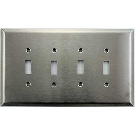 Over Sized Jumbo Satin Stainless Steel 4 Gang Cover Wall Plate 4 Toggle Switches