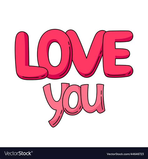 Happy Valentine Day Of Text Love You Royalty Free Vector