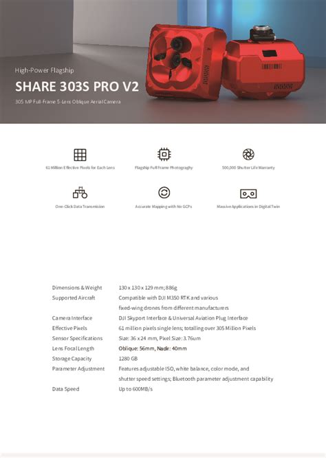 SHARE 303S PRO V2 Oblique Aerial Camera Geo Matching