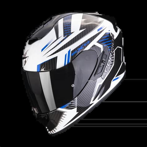 Scorpion Helmet Exo 1400 Evo Air Shell Fullface Moto Scooter White Blue