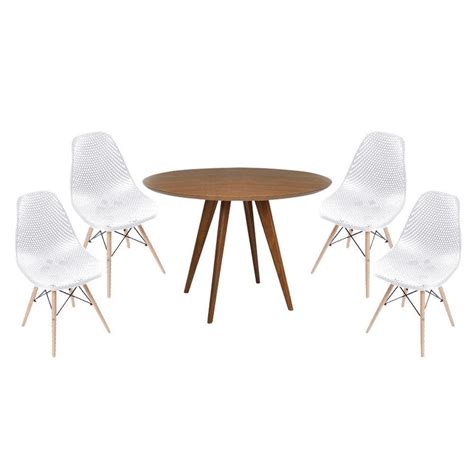 Conjunto Mesa Square Redonda Cm Cadeira Eiffel Branca Casas Bahia