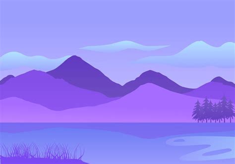 Illustration Vectorielle De Montagne Et Lac Vecteur Premium