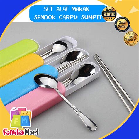 Jual Set 3in1 Sendok Garpu Sumpit Portable Stainless Steel 304 Tepak